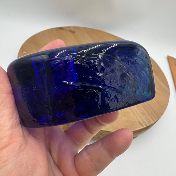 Cobalt Blue Blenko Candle Holder Tear Drop Taper Candle Holders Mid Century Mode - Picture 3 of 12